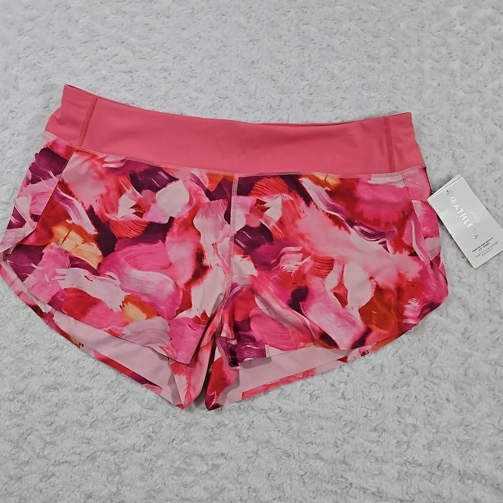 Athleta printed run with it 3.5 in short women's XL Pink Purple Painted Energy C